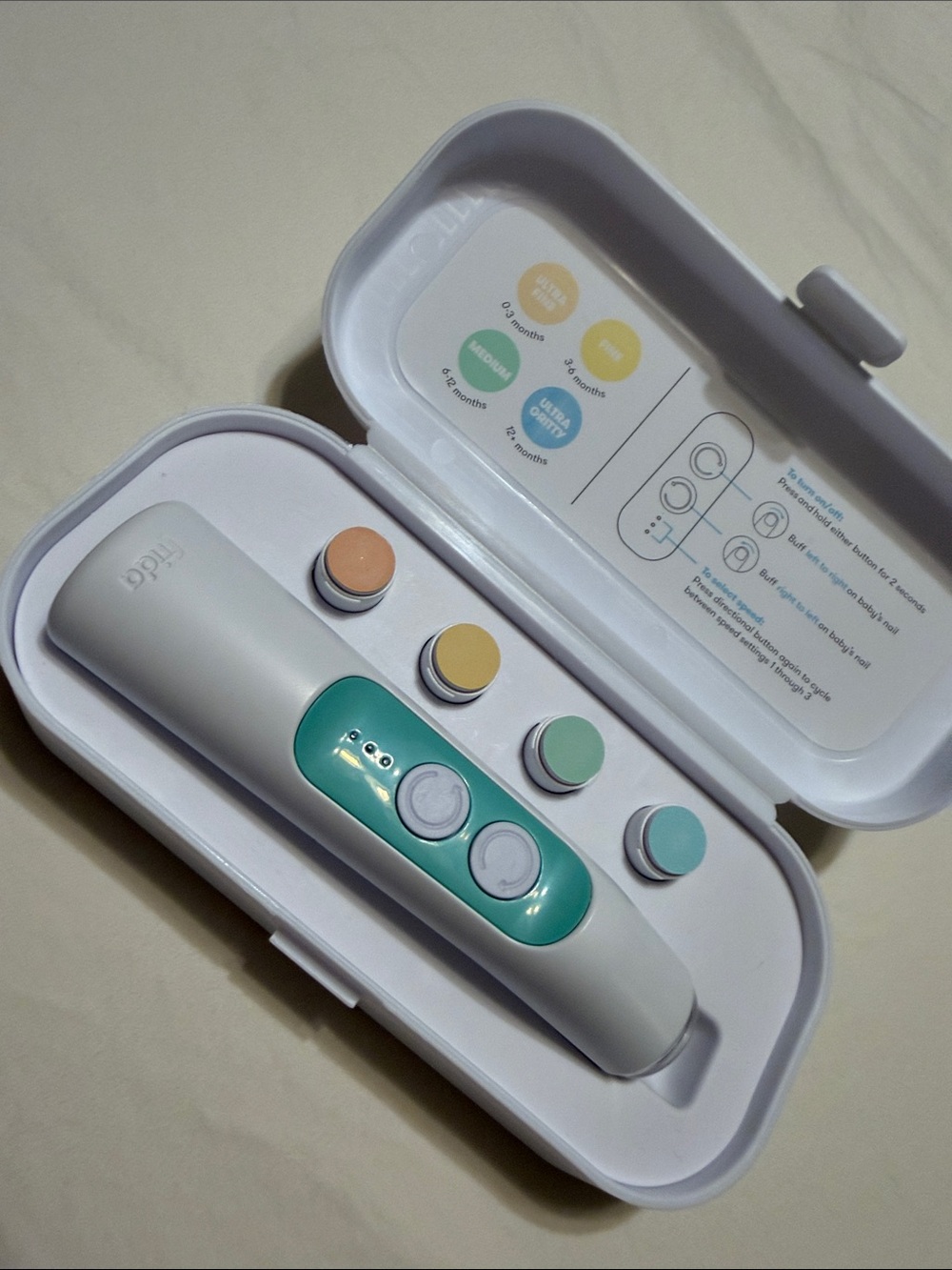 Kids Electric Nail Trimmer Kit in White & Teal